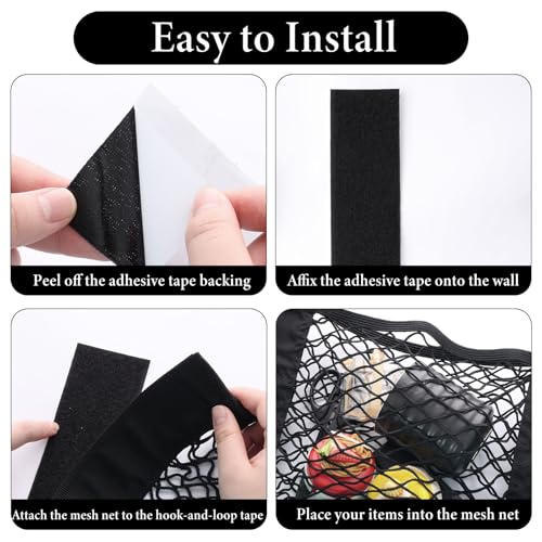 2pcs Universal Mesh Cargo Net Car Storage Net Bag Elastic Adhesive Pocket Net String Pouch Bag for Car Trunk Storage Home Storage Organizers