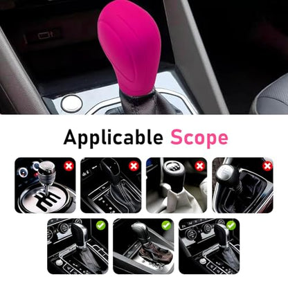 2 PCS Car Gear Shift Cover, Soft Silicone Anti-slip, Open Design, Universal for Most Cars, Trucks, SUVs (Pink)