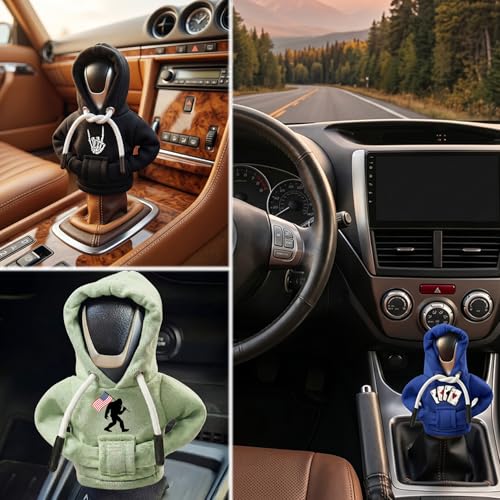 Sacerd Jesus Cross Gear Shift Hoodie, Universal Car Shift Knob Cover,Manual Automatic Shifter Mini Hoodie,Christian Car Accessories Religion Faith Gifts for Believer Women Men