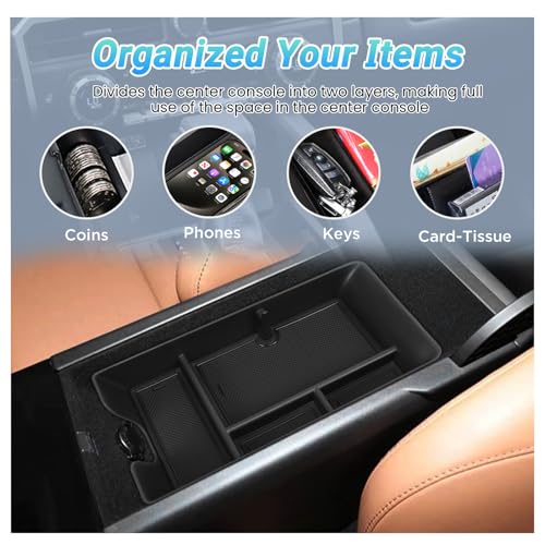 Center Console Organizer Compatible with 2025-2026 Toyota Camry Accessories, Armrest Storage Box Glove Organizer Tray Secondary Insert with Coin and Sunglasses Holder - size: Center Console Organizer