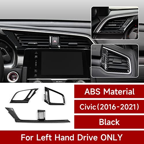 Front Air Vent Outlet Cover Trim Decals for 2016 2017 2018 2019 2020 2021 Honda Civic 10th Gen Accessories ABS Carbon Fiber Stickers - color: Air Outlet Vent Cover