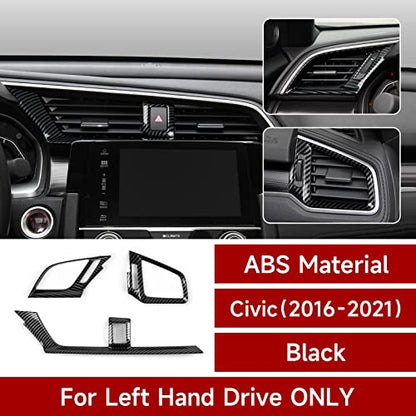 Front Air Vent Outlet Cover Trim Decals for 2016 2017 2018 2019 2020 2021 Honda Civic 10th Gen Accessories ABS Carbon Fiber Stickers - color: Air Outlet Vent Cover