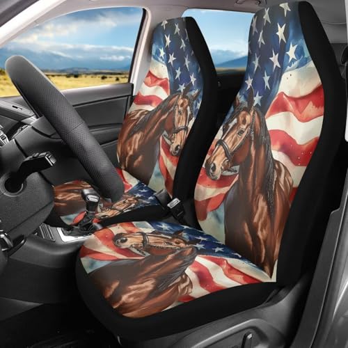 Bulopur Flag Horse Car Seat Cover for Women Men Fashion Soft Car Front Seat Decoration Auto Accessories Protectors Decor Fit for Car SUV Sedan Truck - color: Flag Horse