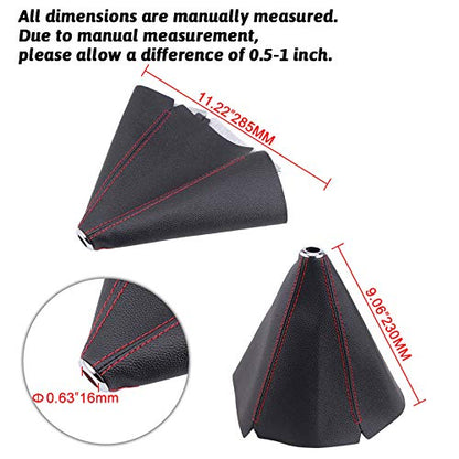 RASTP PU Leather Shift Boot Waterproof Shift Knob Dust Cove Universal for Manual/Auto with Red Stitching,Red