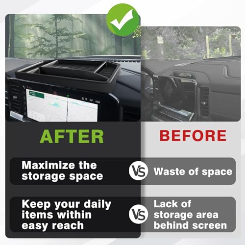 Dashboard Organizer Compatible with 2022-2026 Chevy Silverado/GMC Sierra 1500, 2024-2026 2500HD 3500HD Accessories Center Console Organizer Storage Box Mounted Tray (Fit 13.4-inch Screen ONLY) - size: 22+ Silverado 1500& 24+ 2500HD 3500HD Dash Tray