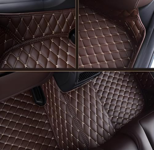 Customize Car Floor Mats for 99% Sedan SUV Sports Car All Weather Leather Full Coverage Waterproof Non-Slip Vehicle Lining Pads (All red Stitching) - color: All red stitching
