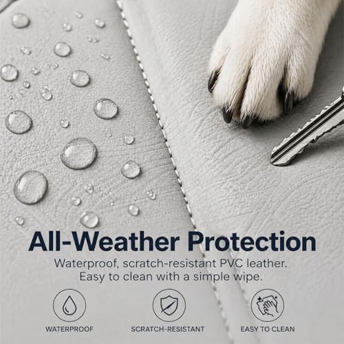 Car Center Console Cover with Tissue Box Holder, Foam Auto Armrest Cushion Pad with Side Storage Pockets, Multifunctional Waterproof PVC Leather Car Armrest Box Mat, Universal Fit, White - color: White-2