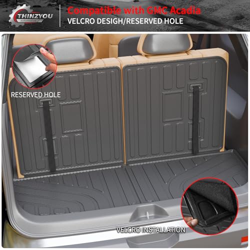 Cargo Mat Compatible with 2017-2023 GMC Acadia 6&7 Seats Cargo Liner Trunk Mat Trunk Liner TPE All Weather Back Seat Cover Protector 2022 Acadia Accessories (Trunk Mat with Backrest Mat) - style: For GMC Acadia | 2017-2023