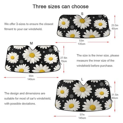 Sun Shade for Car Windshield Daisy Flower Floral Polka Dot Foldable Sun Shield Sun Heat and UV Protection Automotive Interior Sun Protection - color: Pattern 2
