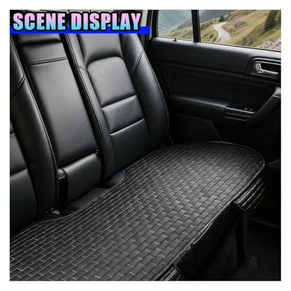 Car Rear Seat Cover, Comfortable Linen Automotive Seat Pad with Storage Pocket, Anti-Slip Breathable Vehicle Seats Protection Mat, Universal Car Bench Seats Pad for SUV, Truck (Black-L) - size: Black-L