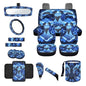 Wanyint Sea Turtle Blue 14 PCS Car Seat Covers Set, Auto Seat Protector with Steering Wheel Cover Seat Belt Pads Garbage Bag Armrest Cover Handbrake Cover Set Rear View Mirror Protector Coasters - color: Sea Turtle Hibiscus Blue