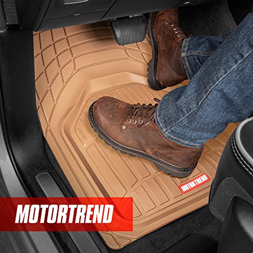 Motor Trend FlexTough Defender Floor Mats for Cars & TrunkShield Trunk Mat Set, Next-Gen Deep Dish Heavy Duty Car All Weather, Rubber Set Auto Truck Van SUV B09VYBHPDK - color: Beige, style: Cargo Combo