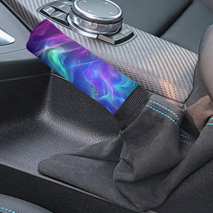 Abstract Print Gear Shift Knob Cover Set, Soft Cheetah with Handbrake Cover, Universal Accessories for Truck SUV - color: Abstract - Purple and Blue