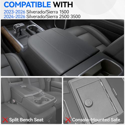 2PCS Center Console Organizer tray and Armrest Storage for 2023-2026 Chevy Silverado/GMC Sierra 1500 Accessories, 2024-2026 Silverado/Sierra 2500HD 3500HD(Only Fit Console with Bucket Seat) - style: 22-26 Silverado1500&24-26 2500HD/3500HD