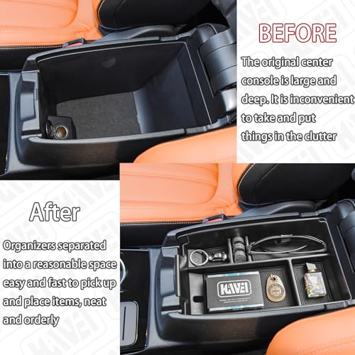 Center Console Organizer Tray Compatible with Ford Escape 2020-2026/Bronco Sport 2021-2025 Accessories, Insert Container ABS Secondary Armrest Storage Box (Not for U725 2-Door), Black