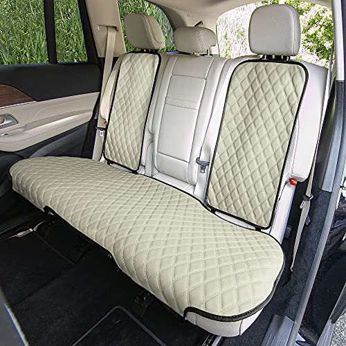 FH Group Car Seat Cushion Rear Set Beige Faux Leather Automotive Seat Cushions - Universal Fit, Rear Car Seat Cushion, Car Seat Cushions With Non-slip Silicone Backing for SUV, Sedan, Van - color: Beige, style: Rear Set