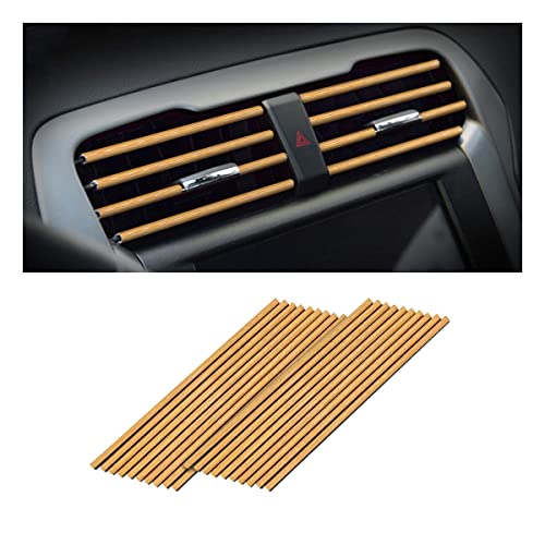 20PCS Car Air Conditioner Decoration Strip, Auto Air Vent Outlet Chrome DIY Trim Strips, Waterproof Moulding Bendable Protection Strip Line, Car Decor Accessories for Most Cars (Wood) - color: Wood