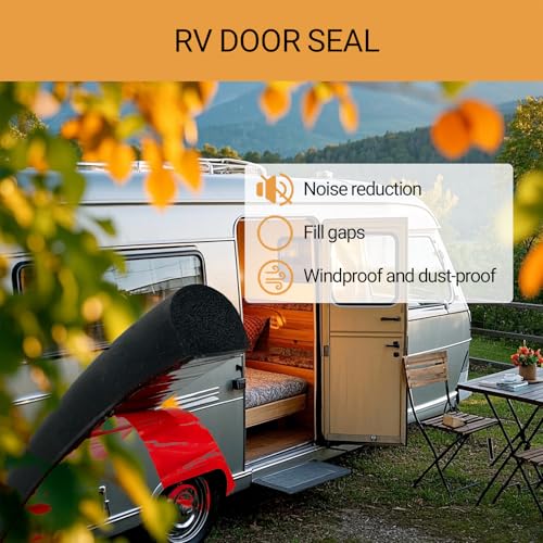 D Shape Weather Stripping, Self-Adhesive Rubber Seal Strip, Rubber Gasket for for RV, Auto, Boat, Garage Door/Window, Machinery and More, W:0.55" x H:0.472", L:20Ft