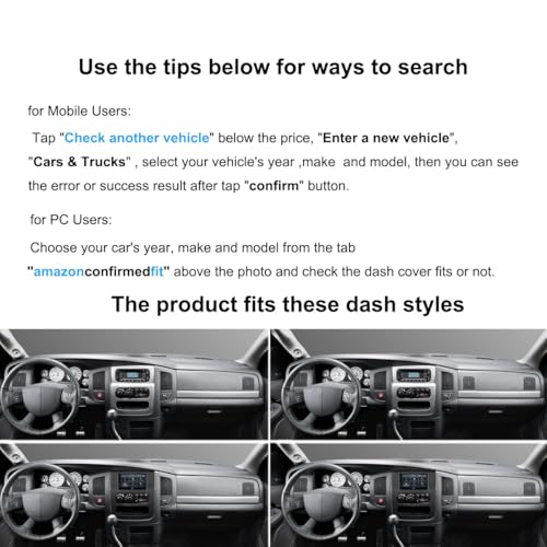 Yiz Dashboard Cover Dash Cover Mat Custom Fit for Dodge Ram 1500 2002-2005,2500/3500 2003-2005 (02-05 Dark Gray) Y22 - color: 02-05DarkGray