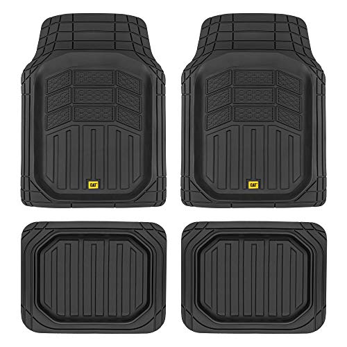 Cat® CAMT-9014 (4-Piece) Heavy Duty Deep Dish Rubber Floor Mats, Trim to Fit for Car Truck SUV & Van, All Weather Total Protection Durable Liners - color: Black, style: CAMT-9014
