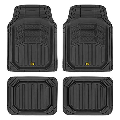 Cat® CAMT-9014 (4-Piece) Heavy Duty Deep Dish Rubber Floor Mats, Trim to Fit for Car Truck SUV & Van, All Weather Total Protection Durable Liners - color: Black, style: CAMT-9014