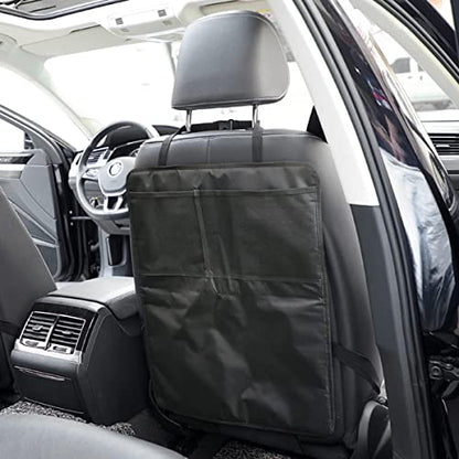 XINLIYA Heavy Duty Kick Mat, 2 Pack Car Seat Back Protectors, Upgraded Waterproof Fabric, Car Back Seat Cover for Kids, Pets with 3 Reinforced Mesh Storage Pockets