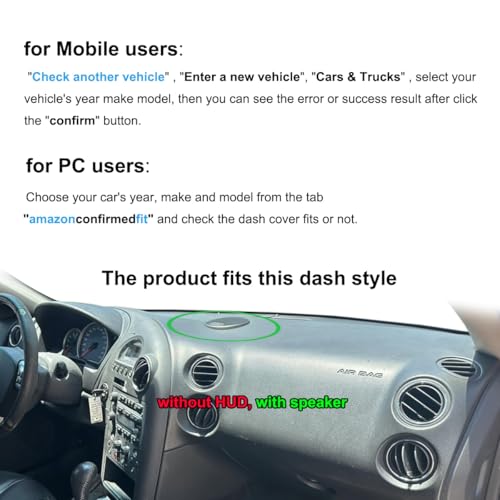 Dash Cover Mat Custom Fit for Pontiac Grand Prix with Sensor Dashboard Pad Cap Carpet Protector (Black) K340D (w/o HUD, w/Speaker)