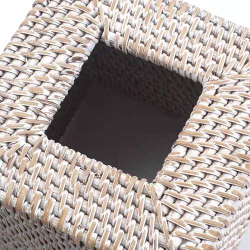2 Pack Rattan Tissue Box Cover Square, Hand Woven Wicker Tissue Holder, 5.5 x 5.5 X 5.7 inch, Whitewash - color: Whitewash, size: Square (5.7"H) (Set of 2)