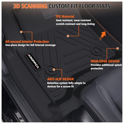 All Weather Car Floor Mats for 2014-2018 Chevy Silverado/GMC Sierra 1500 Crew Cab, 2015-2019 Silverado/Sierra 2500 HD/3500 HD Crew Cab, TPE Rubber Floor Liners Full Set for Chevy Silverado Accessories