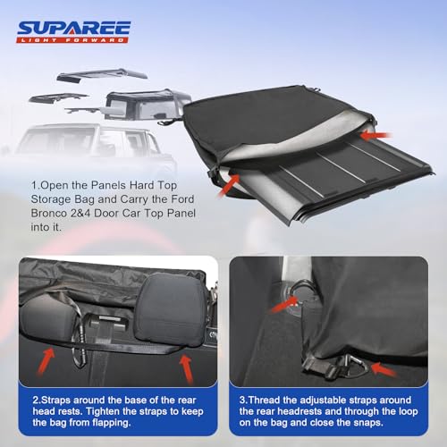 SUPAREE Freedom Panel Storage Bag Hard Top Storage Bag with Handle Compatible with 2021-2025 Ford Bronco 2&4 Door Car Top Panel Protector Bag Freedom Driving Accessories