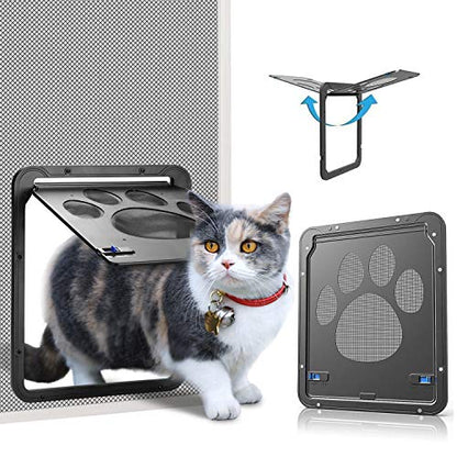 Ownpets Pet Screen Door,Inside Door 8x10x0.4 inch,Lockable Magnetic Flap Screen Automatic Lockable Black Door for Puppy Dog and Cat Door
