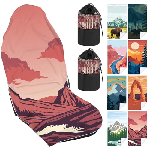 Hahafelt 2 Pack Car Seat Towel Covers with Storage Bag, 63 x 32 Inch Universal Non Slip Waterproof Sweat Protector for Car Truck, Gym Swimming Running, Machine Washable (Death Valley National Park) - style: Death Valley National Park