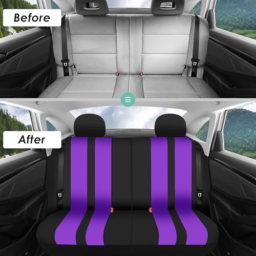 FH Group Striking Striped Car Seat Covers - Universal Fit, Washable Seat Covers for Cars, SUVs, Vans, Sedans, Purple, Rear Set - color: Purple, size: Rear Set