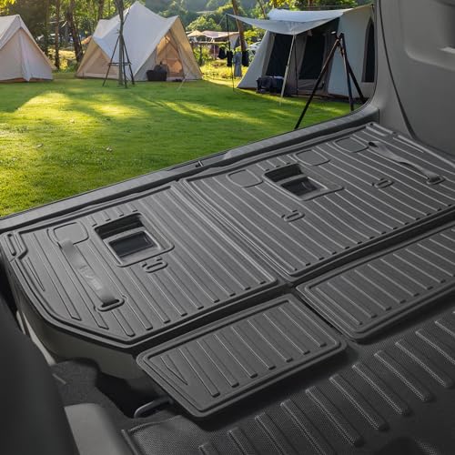 IKABEVEM 2021-2025 2026 Sienna Cargo Liner & Backrest Mat Fit for Toyota Sienna 7/8 Seat (without Spare Tire) - Custom Fit Trunk Mat and 3rd Row Seat Back Mats - All Weather Car Mats for Toyota Sienna - style: (5)Toyota Sienna 2021-2026 Cargo Liner & Back