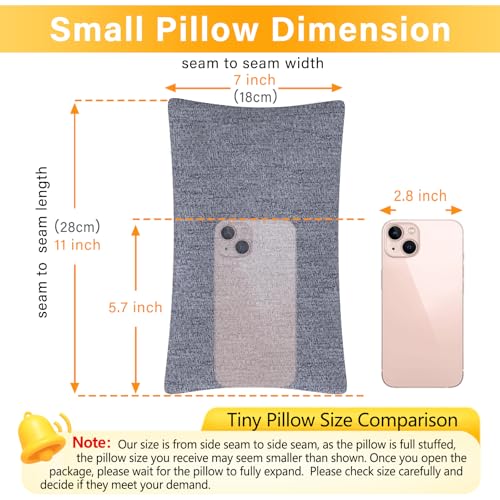 1 MIDDLE ONE 2 Pack Small Pillow, Cooling Memory Foam Mini Pillow 11 X 7 Inches for Sleeping, Travel, Neck, Knee Support, Tiny Cushion for Pet, Dogs (Grey) - color: Cooling Grey, size: 11x7 inch