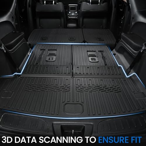 Floor Mats Set for 2016-2026 Dodge Durango (Only for 7 Seats with Bench Seats), All Weather TPE Backrest Mat Trunk Mat Cargo Liner Door Sill Guards Accessories (7 Seats Floor Mats Set)