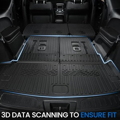 Floor Mats Set for 2016-2026 Dodge Durango (Only for 7 Seats with Bench Seats), All Weather TPE Backrest Mat Trunk Mat Cargo Liner Door Sill Guards Accessories (7 Seats Floor Mats Set)