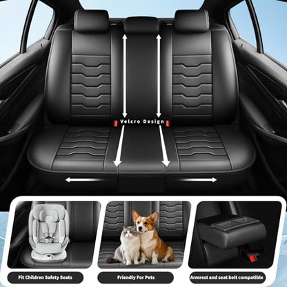 Fit Ridgeline Car Seat Covers Compatible with Honda Ridgeline 2007-2026 -Premium Leather， Waterproof Breathable， All-Weather Seat Cushion Protecto&Airbag Compatible (2 Front Seat Black) - color: Front Pair 【Black #02】, size: For Honda Ridgeline 2007-2025
