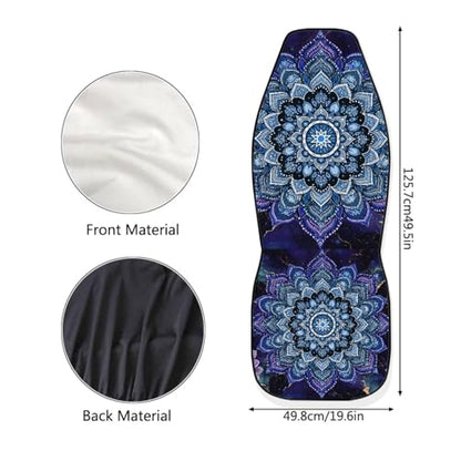INSTANTARTS Blue Mandala Car Seat Covers 2 Piece Polyester Front Bucket Seat Protectors, Boho Style Soft & Durable, Universal Fit for Most Cars SUVs Sedan - color: Blue Mandala