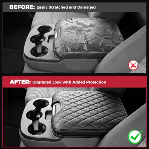 FREESOO Center Console Cover for 2013-2018 Dodge Ram 1500 & 2013-2024 Ram 2500/3500/1500 Classic Model, Armrest Cushion Pad, Waterproof Faux Leather, Non-Slip & Anti-Scratch, Jump Seat Only - size: 2013-2026 Jump seat covers