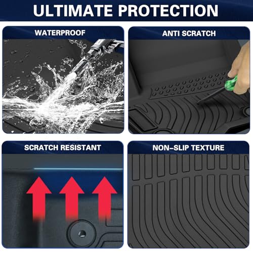 All Weather Rubber Floor Mats Compatible with 2013-2019 Ford Escape & 2013-2018 C-Max, 3Pcs Car Automotive Floor Mats & Cargo Liners Black