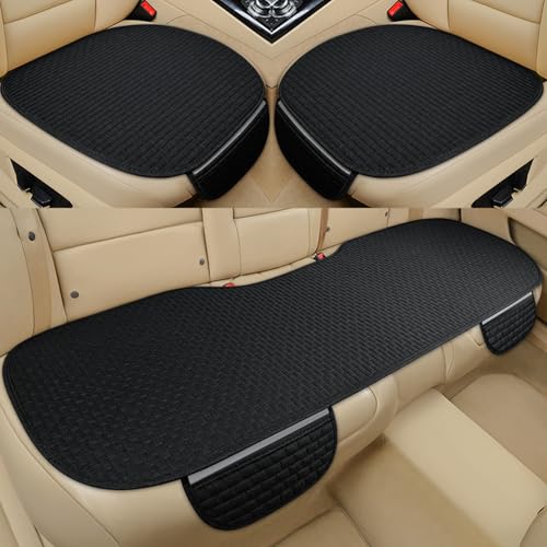Car Seat Covers, Car Seat Cushion, 2 Pcs Car Seat Pads Mat for Auto, Bottom Driver Car Seat Protector, Universal Seat Covers for Cars, Breathable Anti-Slip, for Most Cars (Black 2 Front+1 Back)