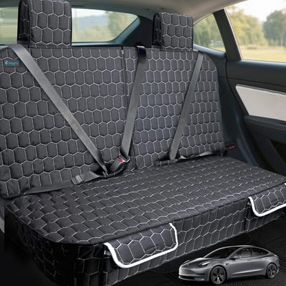 Meginc Dog Car Seat Covers for Tesla Model 3,100% Waterproof Back Seat Cover for Cars Armrest Compatible Nonslip Car Rear Seat Protector for Dogs & Kids, Easy Clean Tesla Model 3 Accessories - size: Bench-model 3
