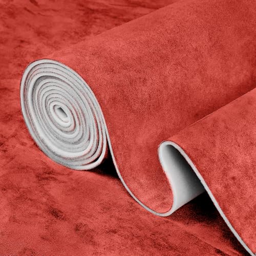 Red Suede Headliner Fabric, 54" L×60" W Car Headliner Material, Tela para Tapizar Techo de Auto, Suede Wrap Car Interior with Foam Backing, Auto Roof Replacement Material for Truck - color: Red, size: 54"x60"W