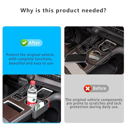 2PCS Cup Holder Storage Box for Toyota Sienna 2021-2026 Gear Shift Insert Organizer Tray Pockets Cup Groove Storage Multifunction Box(Gray) - size: Cup Holder Storage Box