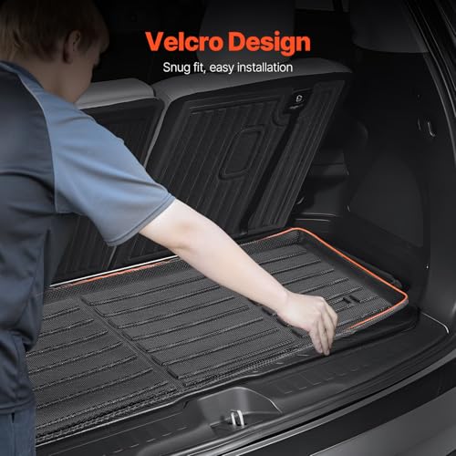 VEVOR Cargo Mats Compatible with 2016-2022 & 2023-2024 Honda Pilot, Custom Fit TPE Cargo Liner Set for SUVs, Trunk and Back Seat Protector Replacement, Black, Trunk Mat and Backrest Mats - style: Honda Pilot 2016-2024