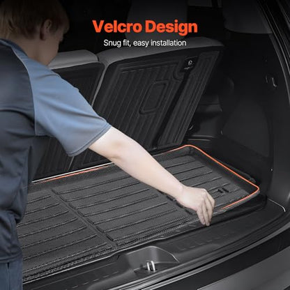 VEVOR Cargo Mats Compatible with 2016-2022 & 2023-2024 Honda Pilot, Custom Fit TPE Cargo Liner Set for SUVs, Trunk and Back Seat Protector Replacement, Black, Trunk Mat and Backrest Mats - style: Honda Pilot 2016-2024