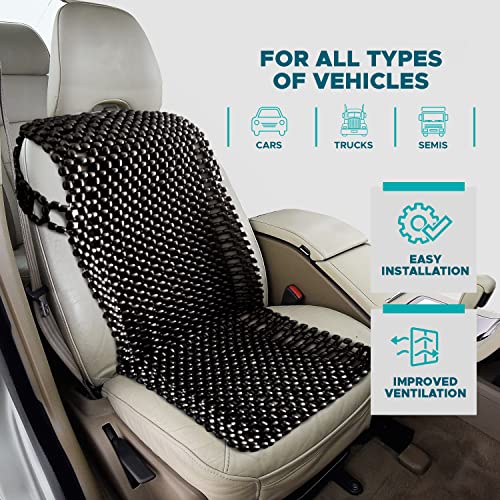Beaded Seat Cushion Car Driver Seat Cover with Durable & Double Strung Natural Wood Beads- Cooling Comfort Ventilated Massaging Support Cushion for Cars, Trucks & Office Chairs- Black - color: Black Style 2