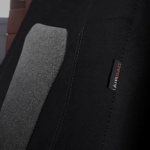 Flying Banner Car Seat Covers Full Set Universal fit Most Car,Truck,SUV and Van Comfortable Airbag Compatible Jacquard & Polyester (Black Gray, Full Set - Low Back) - color: Black Gray