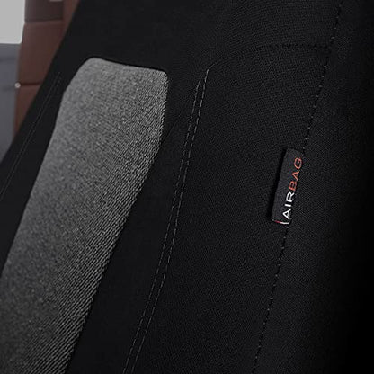 Flying Banner Car Seat Covers Full Set Universal fit Most Car,Truck,SUV and Van Comfortable Airbag Compatible Jacquard & Polyester (Black Gray, Full Set - Low Back) - color: Black Gray